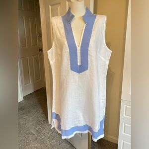 STS Classic Sleeveless White and Blue Tunic Dress. NWT